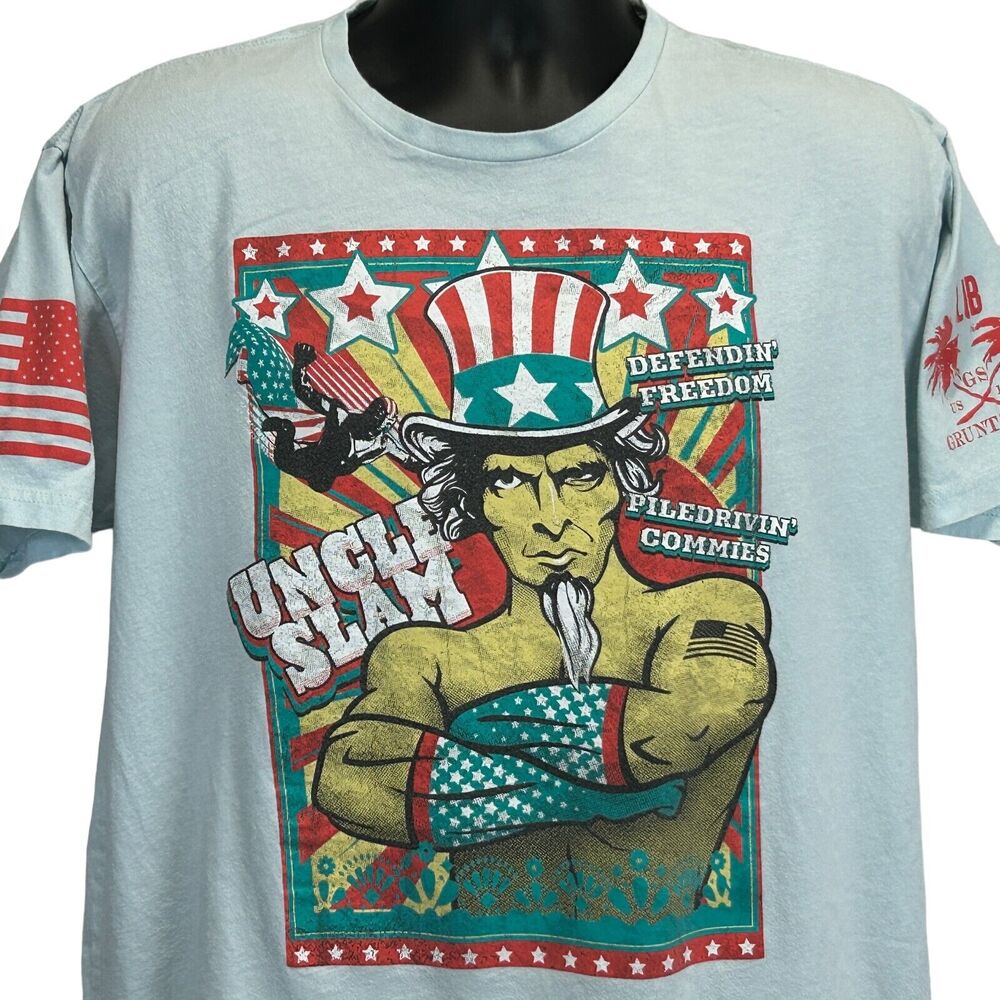 Club Grunt Style Uncle Sam Slam T Shirt Blue Wrestling Wrestler Tee XL X-Large